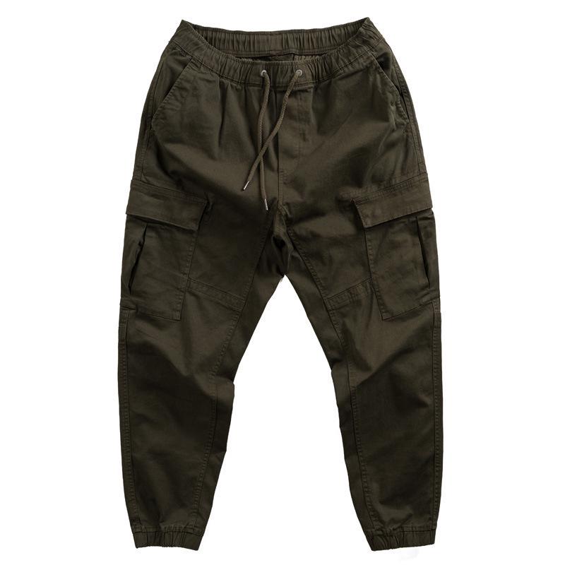 Autumn Micro-Elastic Khaki Retro Lace-Up Men's Casual Overalls