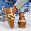 Soft Thick Bottom Furry Casual Shoes Women 2025 Winter Warm Short Plush Flats Shoes Metal Buckle Non Slip Snow Boots for Woman