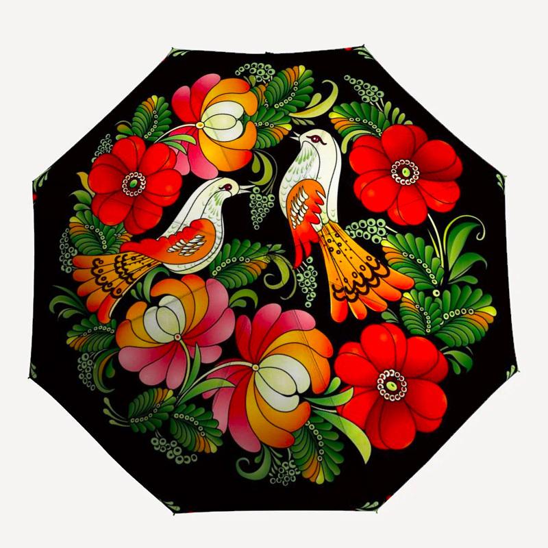 

1pc Birds, Flowers, Folk Art Umbrella with Plastic Handle,Compact & Stylish,Suitable for All Seasons YS331009