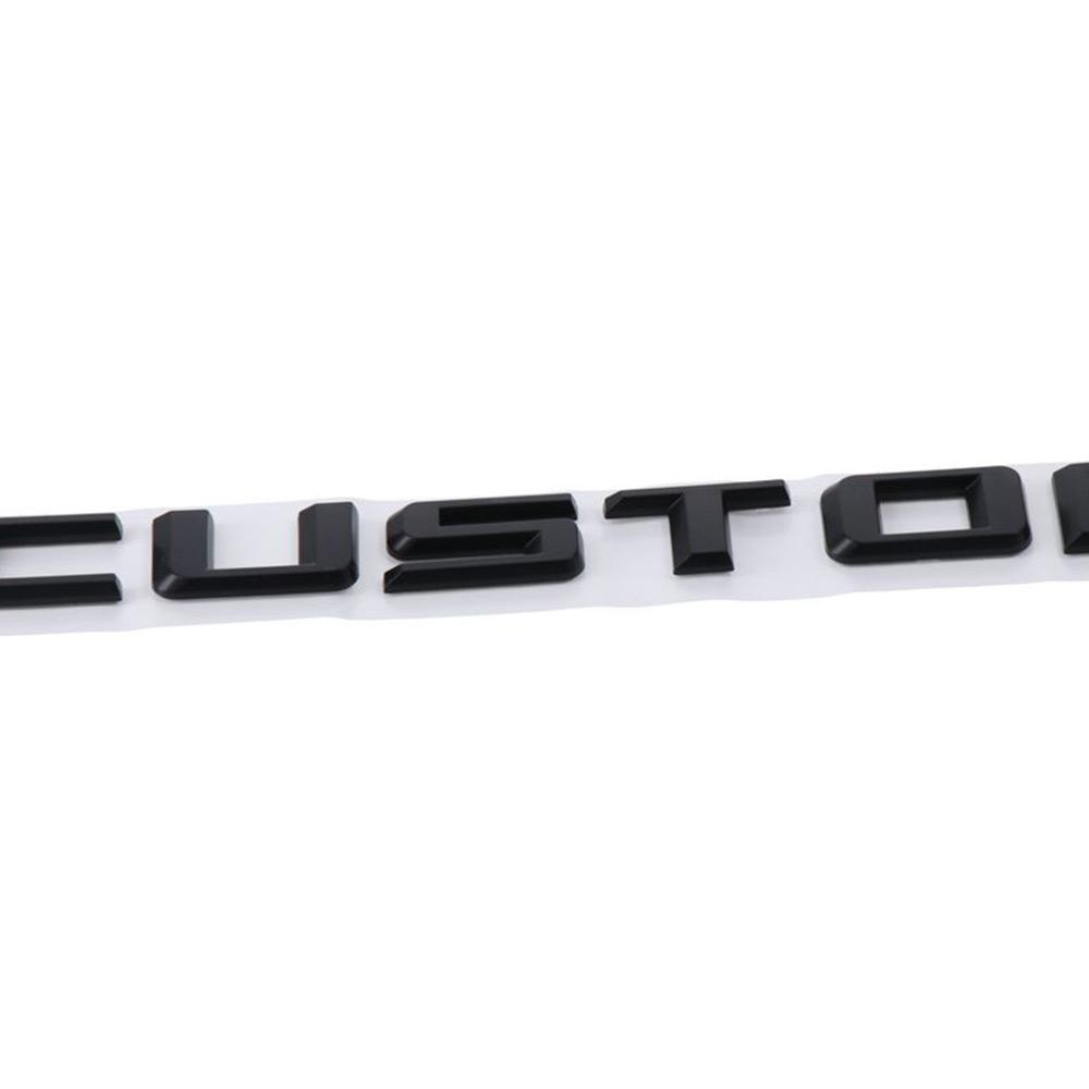 Black CUSTOM Letters Emblems Badge Letter Style 9.13×0.79in 3D Car Bumper Badge Stickers ABS Car Rear Trunk Tailgate Decals