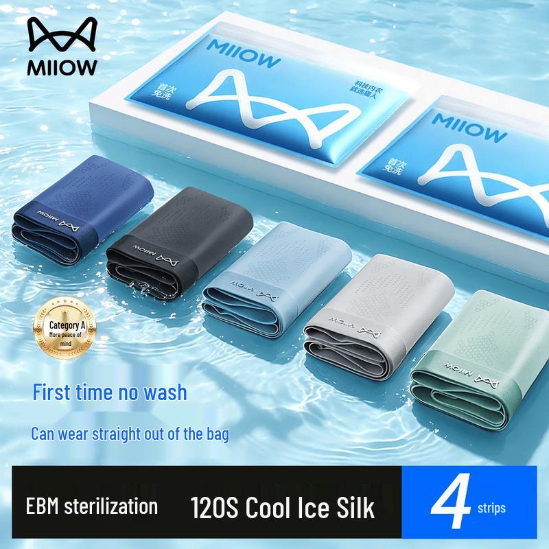 Maoren Men's EBM Sterilized Ice Silk Boxer Briefs 4-Pack