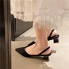 Fashion Square Heel Slippers Summer New Pointed Toe Shallow Mouth One Belt Non-slip Wear-resistant Kitten Heel Shoes