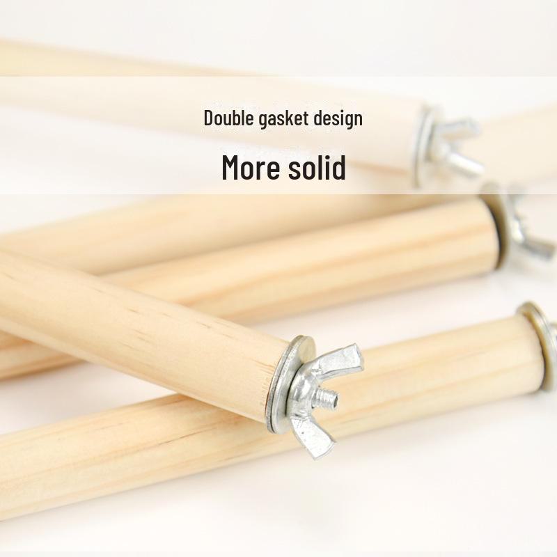 Solid Wood Bird Stand Rod with Screws for Starlings, Mynas, Parrots - Cage Accessory Platform.