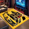 Golden Yellow JDM Sport Car Comic Panel Print Area Rug Non‑Slip Rectangular Floor Mat Tuned Auto Decor for Gaming Bedroom Living Room