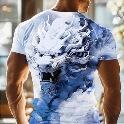New Summer Men's Fashion T-shirt Hinese Loong Printed Men's T-shirt Top