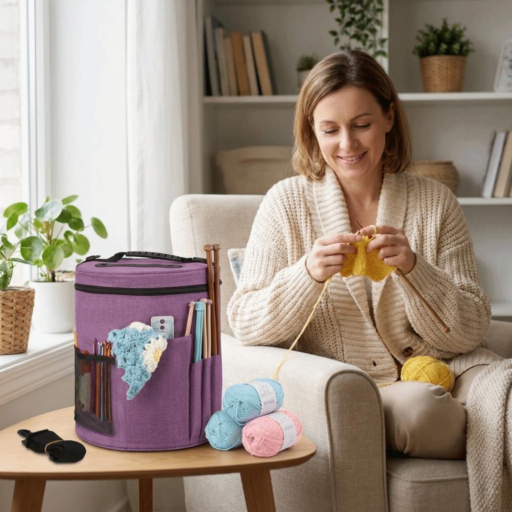 Front Pocket Yarn Storage Bag Large Capacity Knitting Tool Storage Bucket  Craft Supplies Use