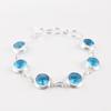 Swiss Blue Topaz Gemstone 925 Sterling Silver Jewelry Women's Gift Bracelet 7-9" RB-13-1