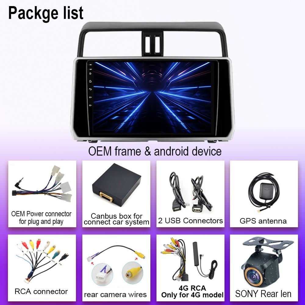 Android 14 For Toyota Land Cruiser Prado 150 2018-2022 Stereo Navigation Multimedia Screen Autoradio Head Unit Carplay 2 Din DVD