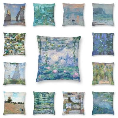 Seerosen Claude Monet Kunst Kissenbezüge Sofadekoration Französischer Maler Kunst Quadratischer Kissenbezug 45x45 Kissenbezug