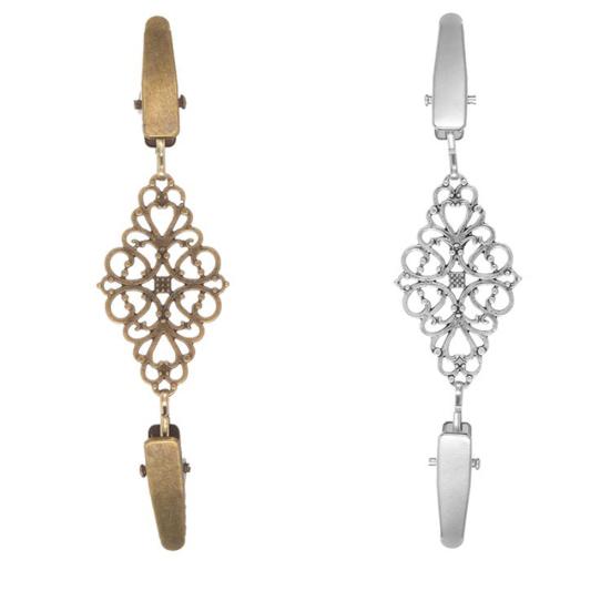 Women Vintage Hollow Floral Cardigan Collar Clip Dress Shawl Cinch Clasp Pin