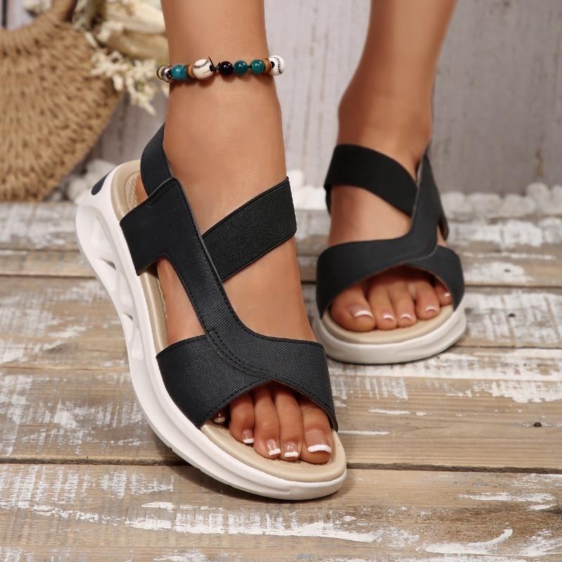 Wedge-shaped Women's Sandals Summer Platform Outdoor Beach Women's Shoes Elastic Band Design Sandals Large Size 36-43