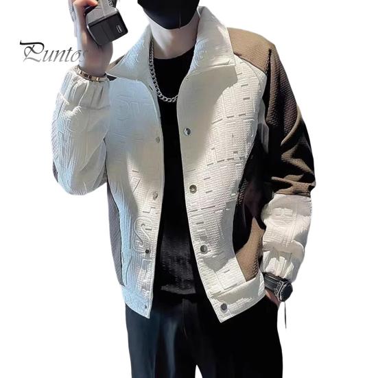 

Мужская куртка с длинным рукавом и лацканами, ветрозащитный дизайн в стиле хип-хоп, цветная куртка с 3D-узором в виде букв M белый