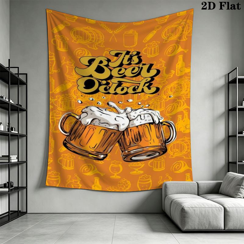 Vintage Bartender Beer Tapestry, Retro Pub Beer Mug Recipe Art Wall Hanging for Basement Bar Room