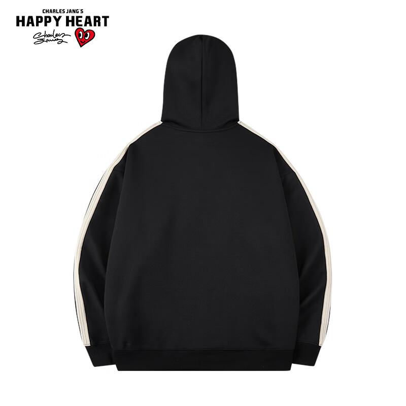 Charles Peach Heart Love Embroidery Hooded Sweatshirt