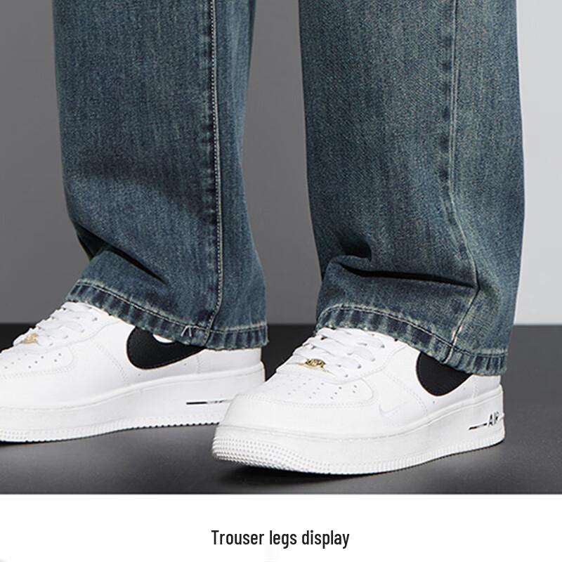 JEEP SPIRIT Men's Retro Blue Loose Fit Casual Jeans