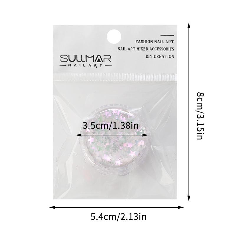 1 eske Blandede former Glimmer Neglepaljetter Polish Fin Glans Sommerfugl Stjerne 3D Dekaler For Negle Skinnende Dekorasjoner Rosa