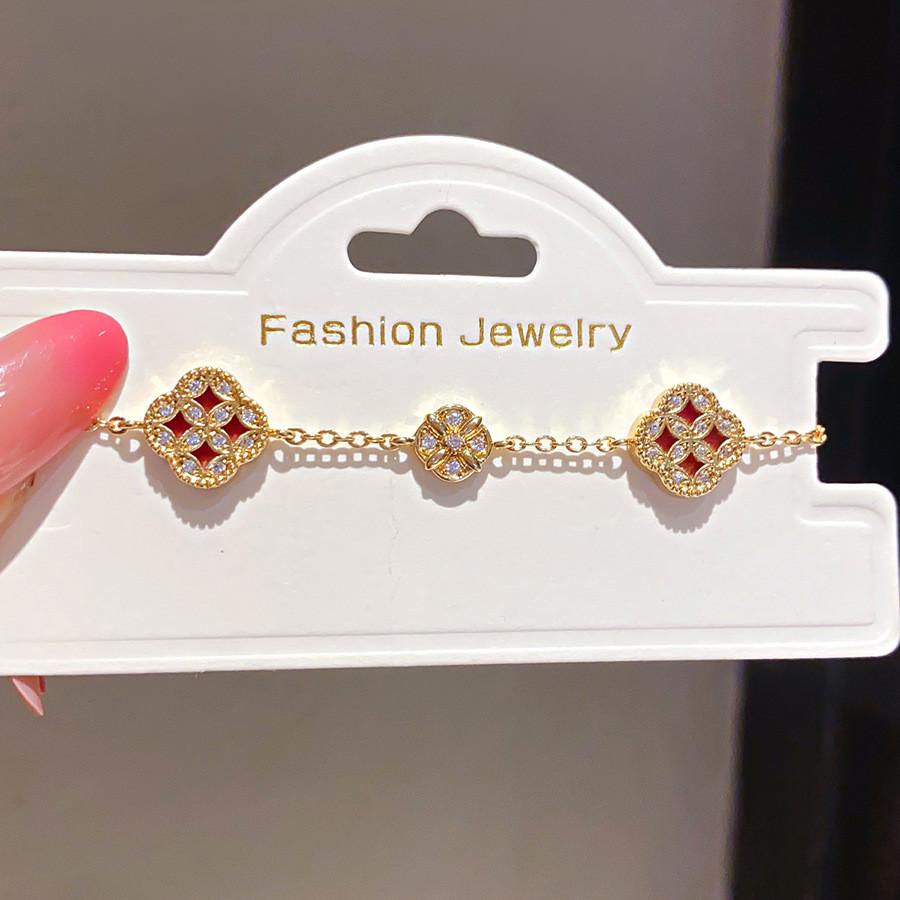K Gold Plated Zircon Flower Bracelet For Women Gift Elegant Jewelry