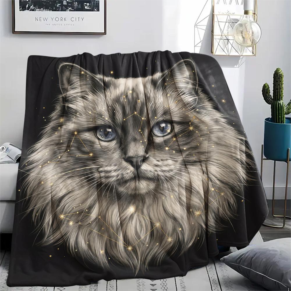 Animal avatar puppy kitten Print Flannel Blanket,High quality Comfortable for All Seasons,Home Decor,Warmth and Comfort,Perfect for Christmas Gifts