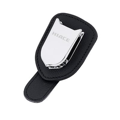 Toyota Hiace Leather Sunglasses Clip Glasses Holder for Car Sun Visor Sunglasses Glasses Ticket Card Clip Glasses Clip 4 Colors To Choose from (Black)