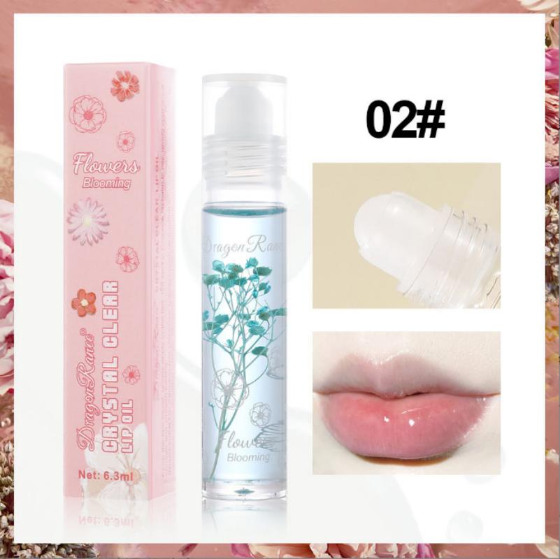 Frauen wasserdichter Lipgloss Blumenlippenstift Farbe ändern Gelee Lippenstift Feuchtigkeitscreme Blumenlippenöl Klares farbloses Lippenöl