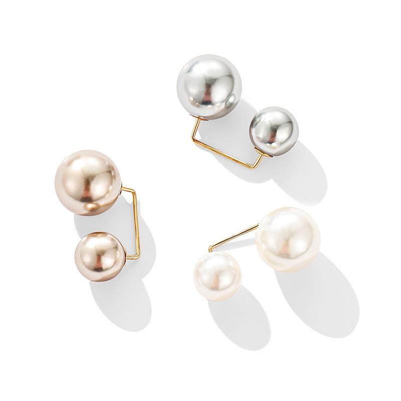Fashion Double Pearl Brooches for Women Sweater Collar Needle Brooch Pins Anti-glare Clothing Accessories
