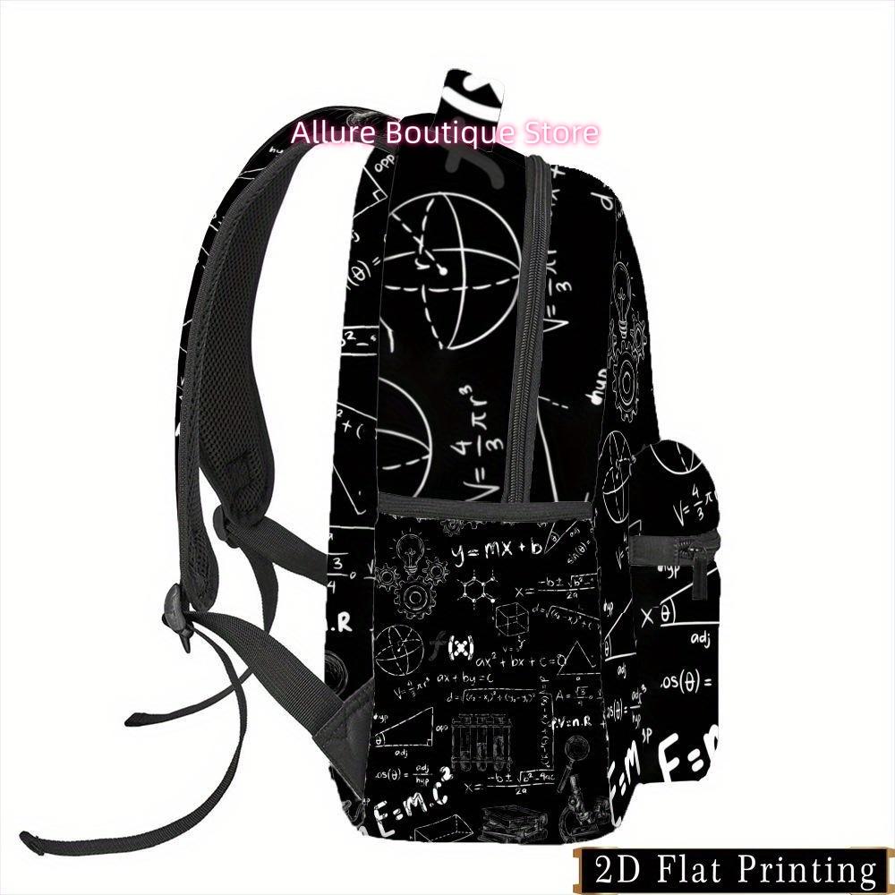 1pc Printed Mathematical Formula Science Symbol Backpack, Zipper Personality Hand Wash Design Multi-purpose Fashion Commuter Pat
