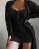 2026 Women's Plush Three-Piece Lace-Up Pajama Set - Casual Home Wear
