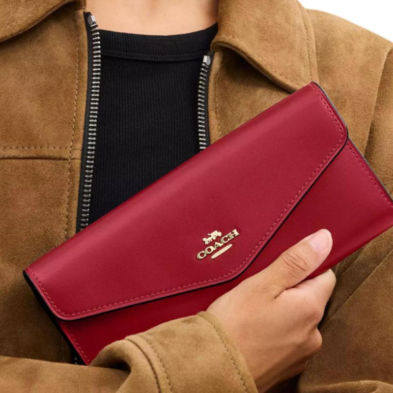Coach Klare Old Hardware Accessories Chain Shoulder Strap Calfskin Wallet Small Size Women's True Red True Red