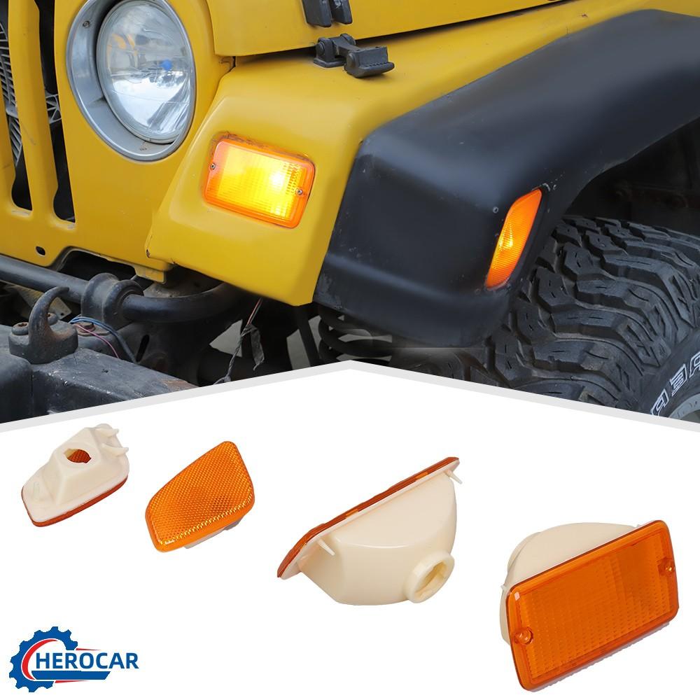 Orange Front Bumper Sides Lamp Turn Signal Lights For 97-06 Jeep Wrangler TJ