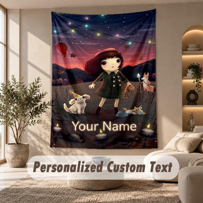 Tapestry Custom Name Text, Wall Hanging Tapestry Home Room DecorFran Bow
