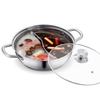 Chinese Hot Pot with Lid Thicken Stainless Steel 2 In 1 Divided Hotpot Kitchen Cooking Pan with Cover Gas Stove Induction Cooker