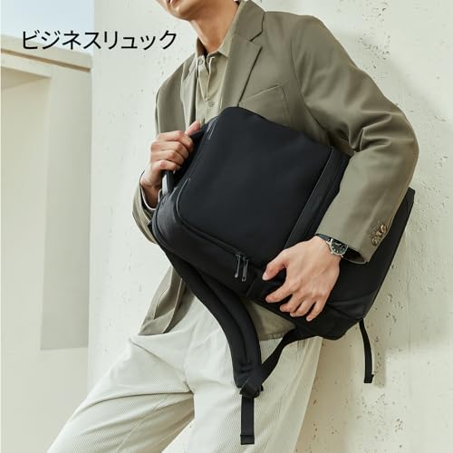 Hanke Business Backpack for Men and Women, Large Capacity Knapsack with Expandable Capacity (30L) (Black)