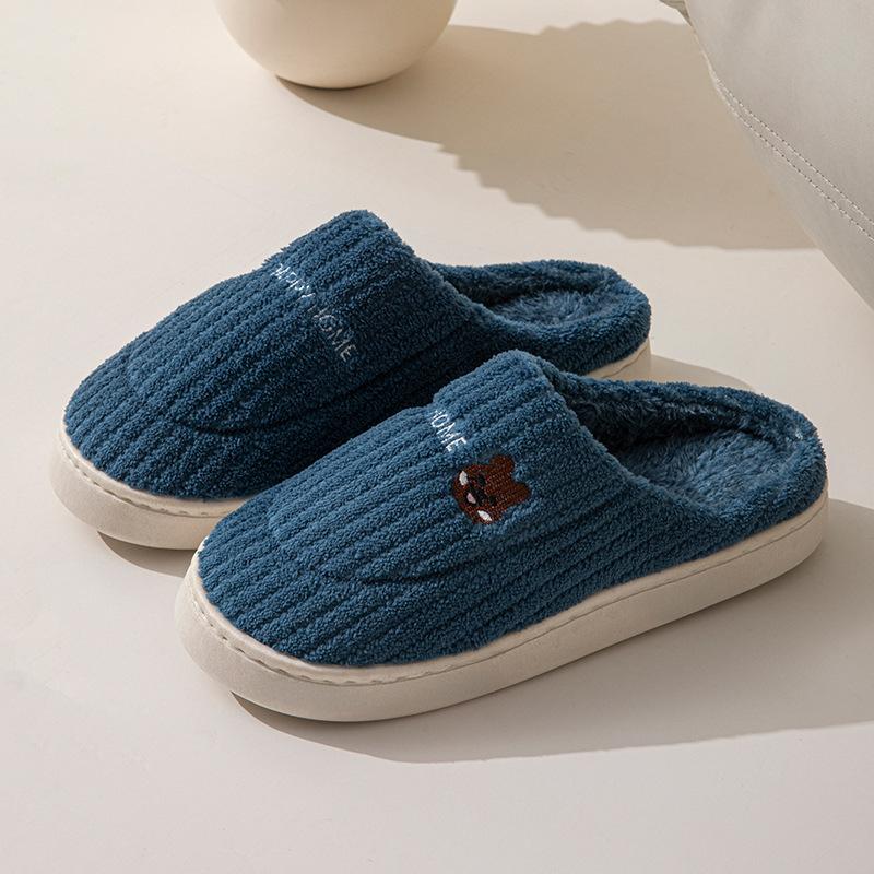 Cotton slippers women autumn and winter couple home slippers indoor confinement shoes warm cotton shoes non-slip cotton drag men's winter models