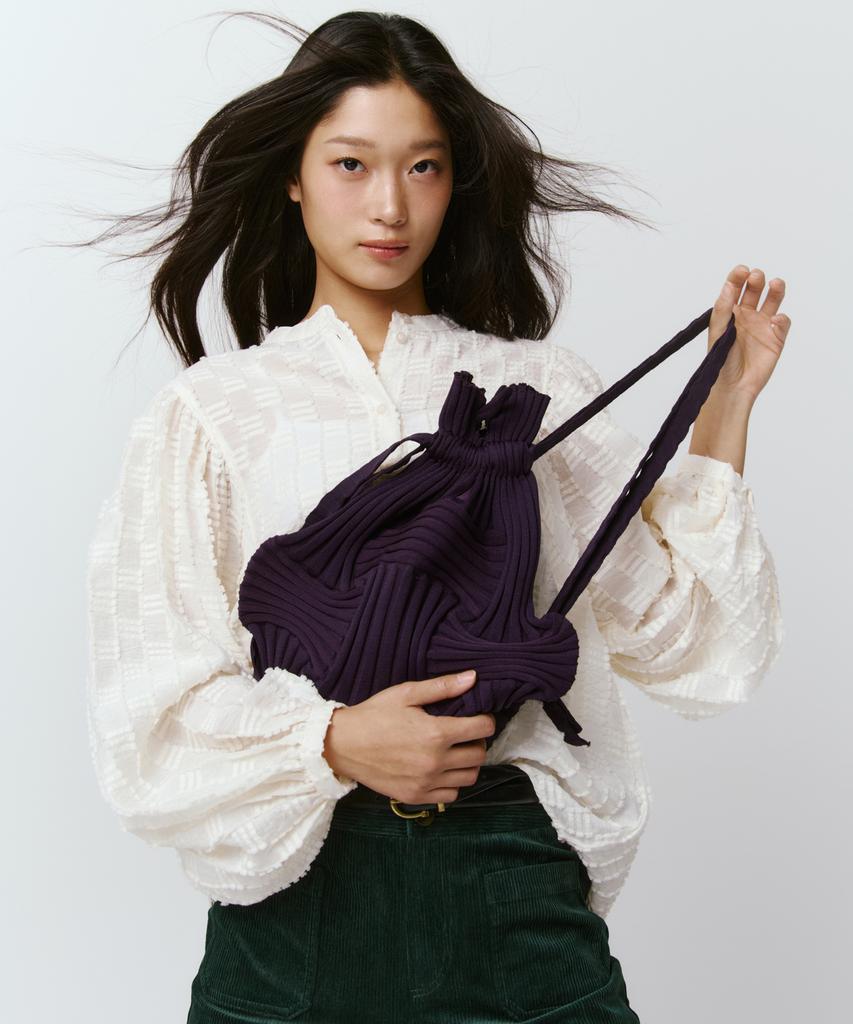 Pleatsmama New Bow Backpack Deep Purple