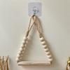 No Drill Hemp Rope Wooden Bead Design Toilet Paper Holder with Self Adhesive Hook Toilet Roll Holder Bathroom Accessories 1PC