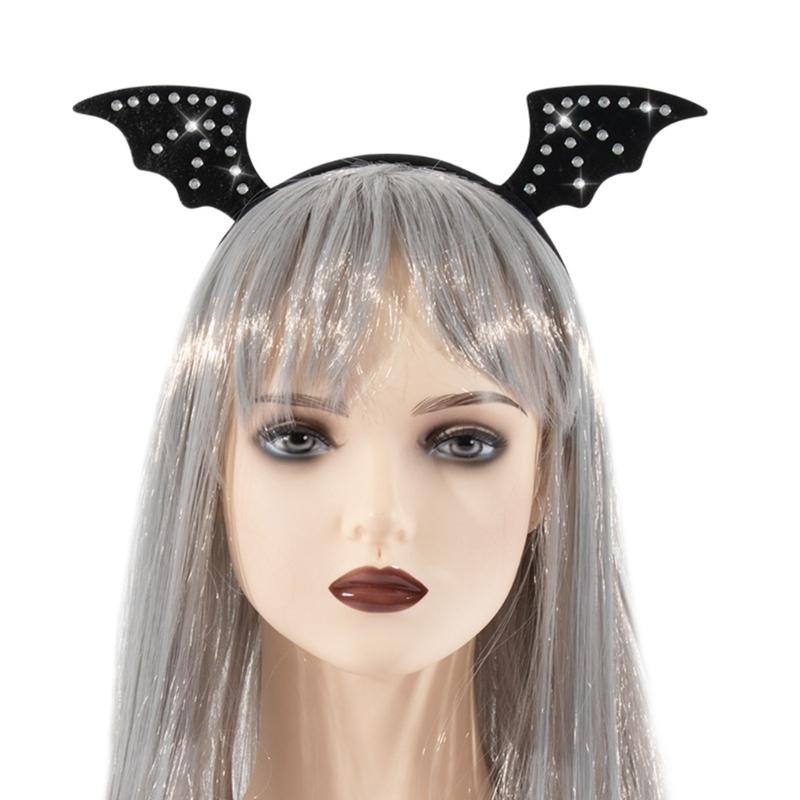 Halloween Wing Bats Wing with Headwear Set Vampires Costume Wing Bats Ears Headband Black Wing for Fancy Dress Parties
