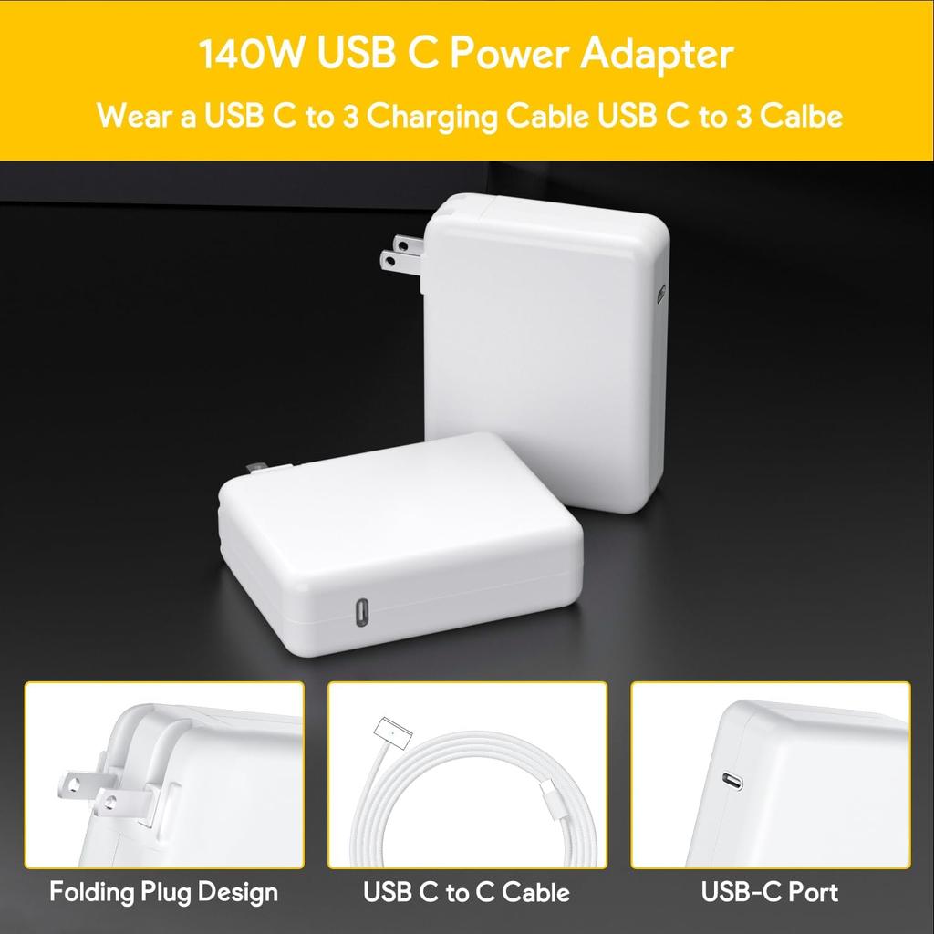 140W Mac Book Pro Charger,Compatible with Mac Book Pro 16 Inch 2021-2023,Mac Book Pro 14 Inch 2023,Mac Book Air 13 14 15 Inch 2021-2024,Include a USB