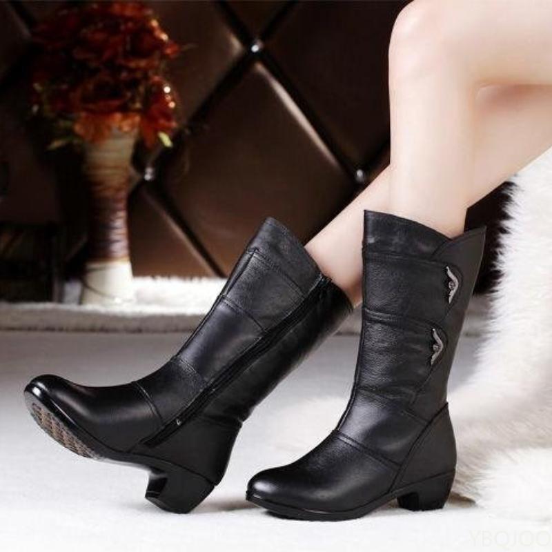 Autumn women's long boots are simple comfortable slip resistant wear-resistant with thick heels  high heels