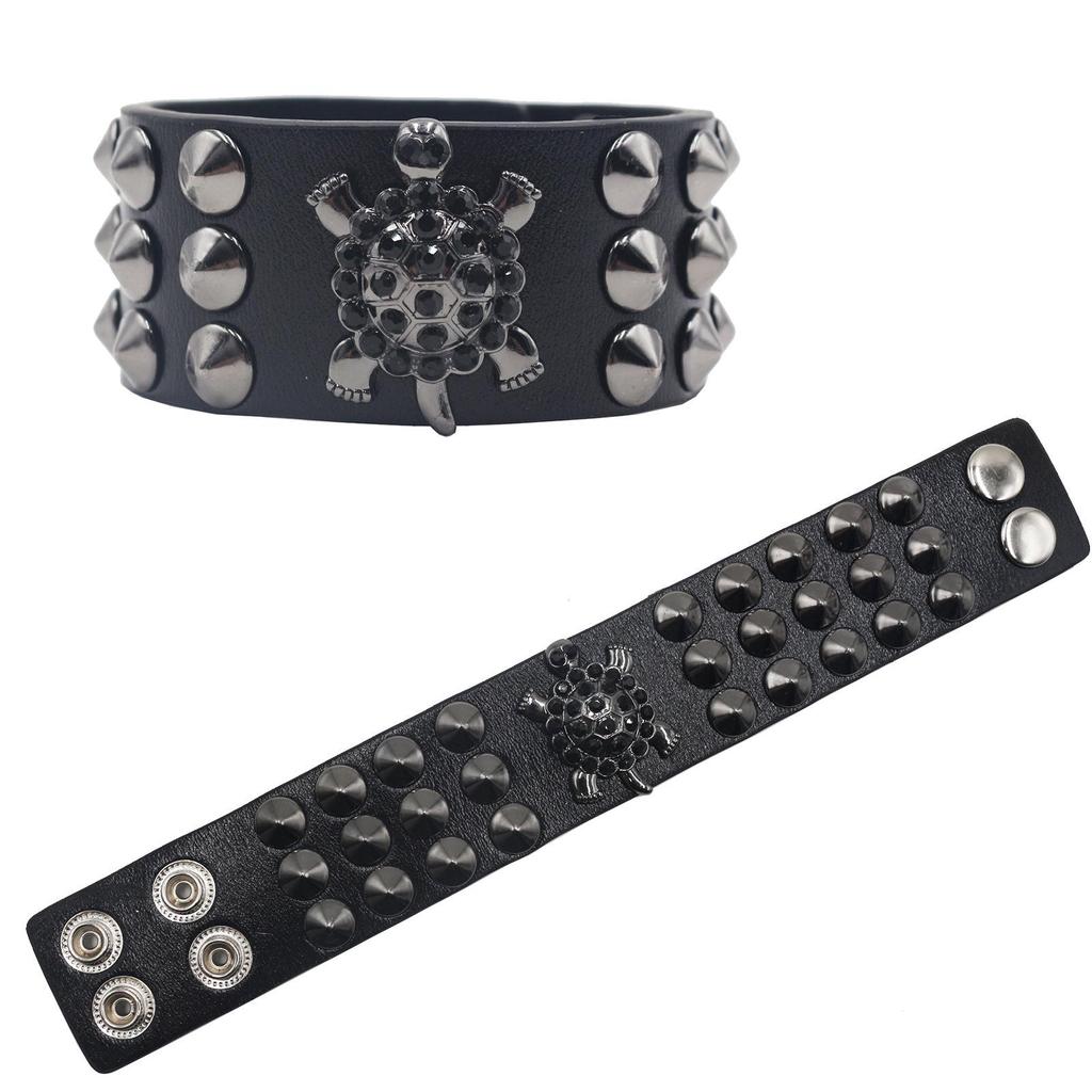 Punk Leather Studded Bracelet - Trendy European & American Style