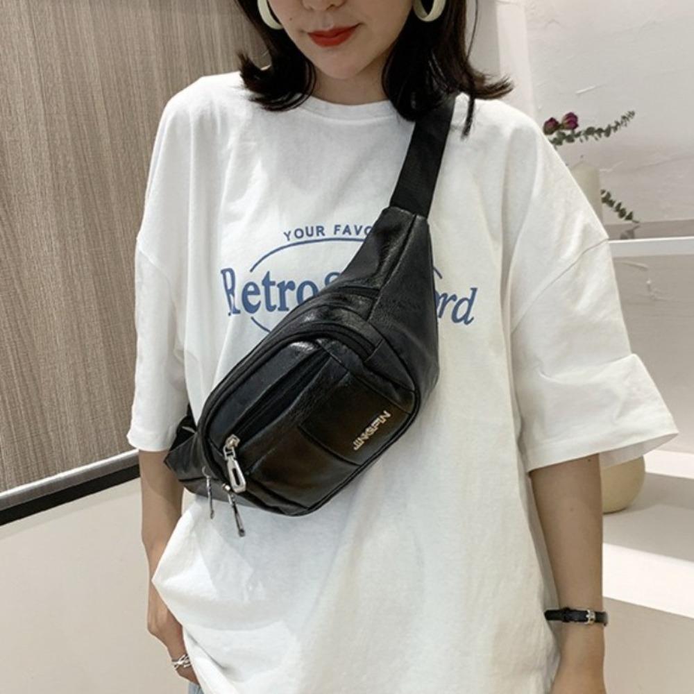 

Large Crossbody Shoulder Bag Pouch Phone Belt Bag Casual Breast Package Zipper кофейный