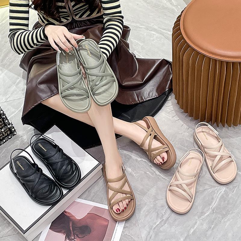 Sandals Women's Summer Flat Heel Soft Bottom Temperament Roman Shoes Beach Shoes