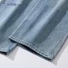 Luomeng Herren Wide-Leg Baumwoll-Stretch Straight Jeans