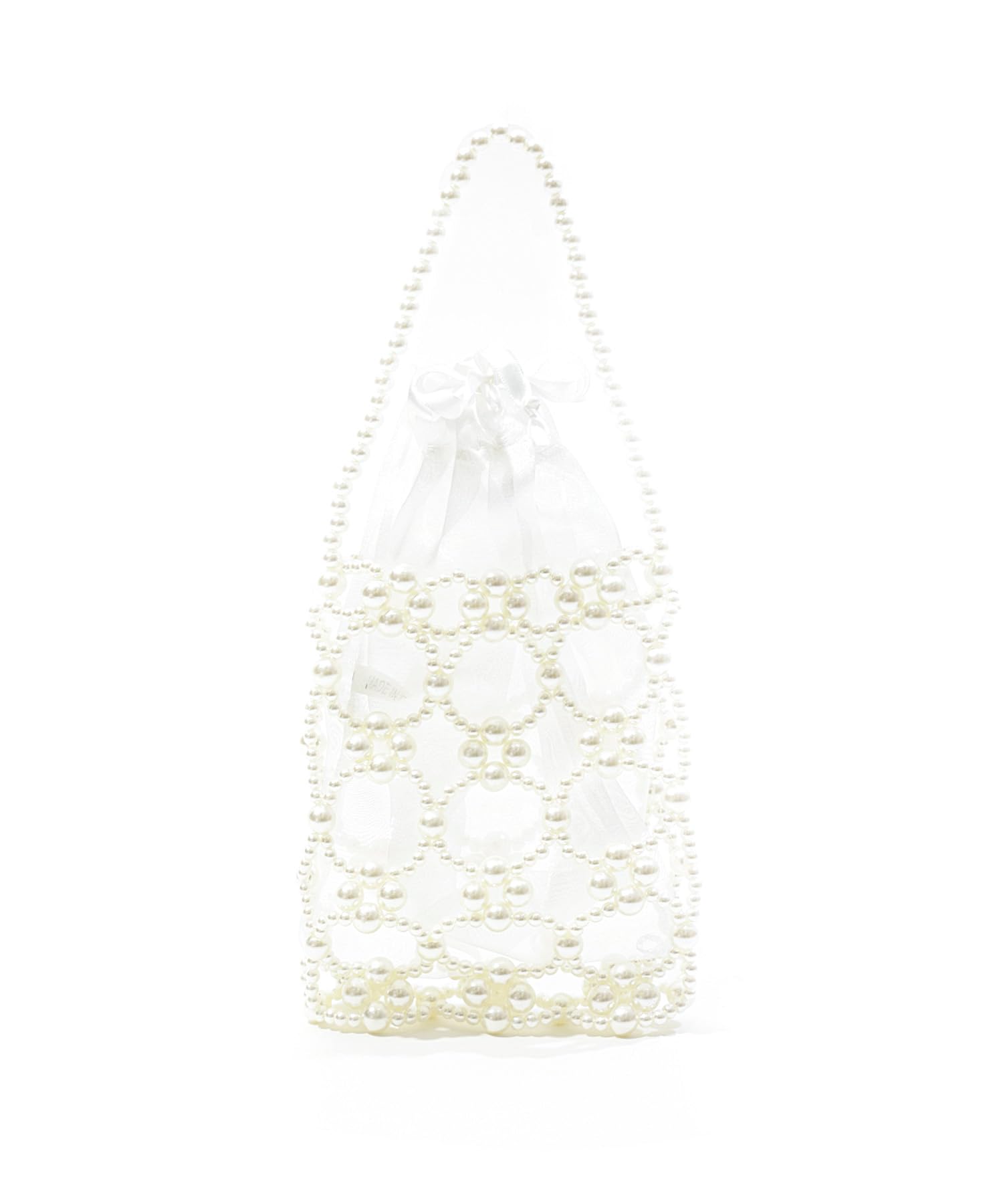 

[niana] Pearl Bead Party Bag, Handbag, Drawstring Mini Bag, Faux Pearl White, Size F