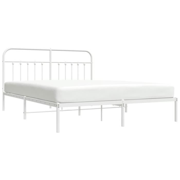 VidaXL Cadre de lit métal avec tête de lit blanc 183x213 cm 352632