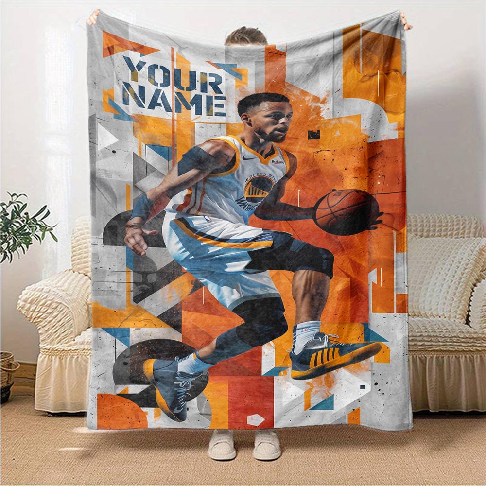 Golden State Curry Customize Text Blanket Throw Personalized Blanket Soft & Cozy Throw For Bedding Home Decor Nap Office Chair All-Season Use