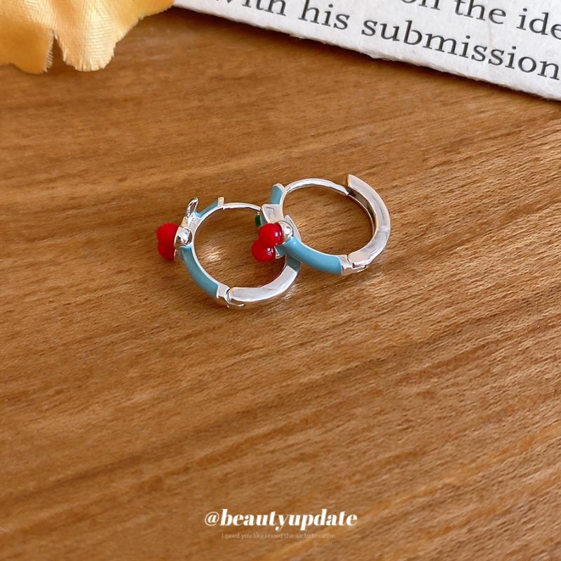 Dripping oil round smiley face love fashion simple ear buckle fresh and sweet earrings niche design earrings women