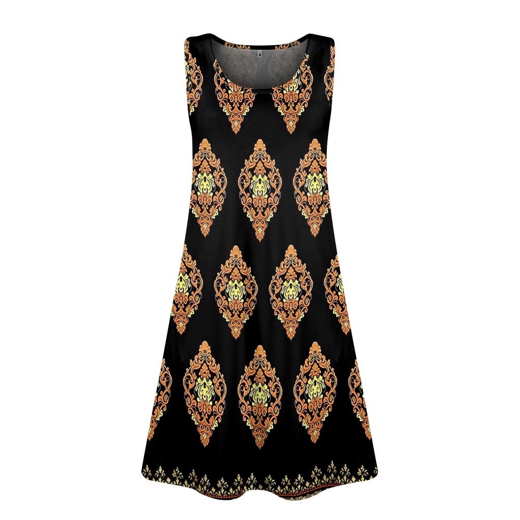 Women's Summer Casual U-shaped Tie Pocket Popular Floral Print Dress