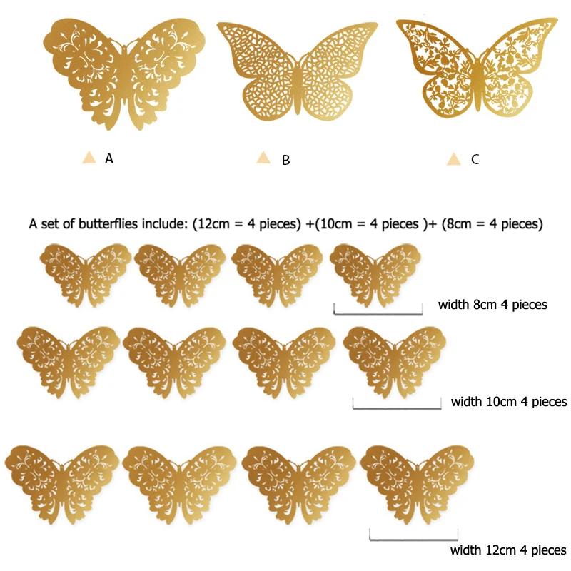 3D Wall Stickers Hollow for Kids Rooms, Home Wall Decor, DIY, Fridge Stickers, Room Decoration, 12 Pcs/Set