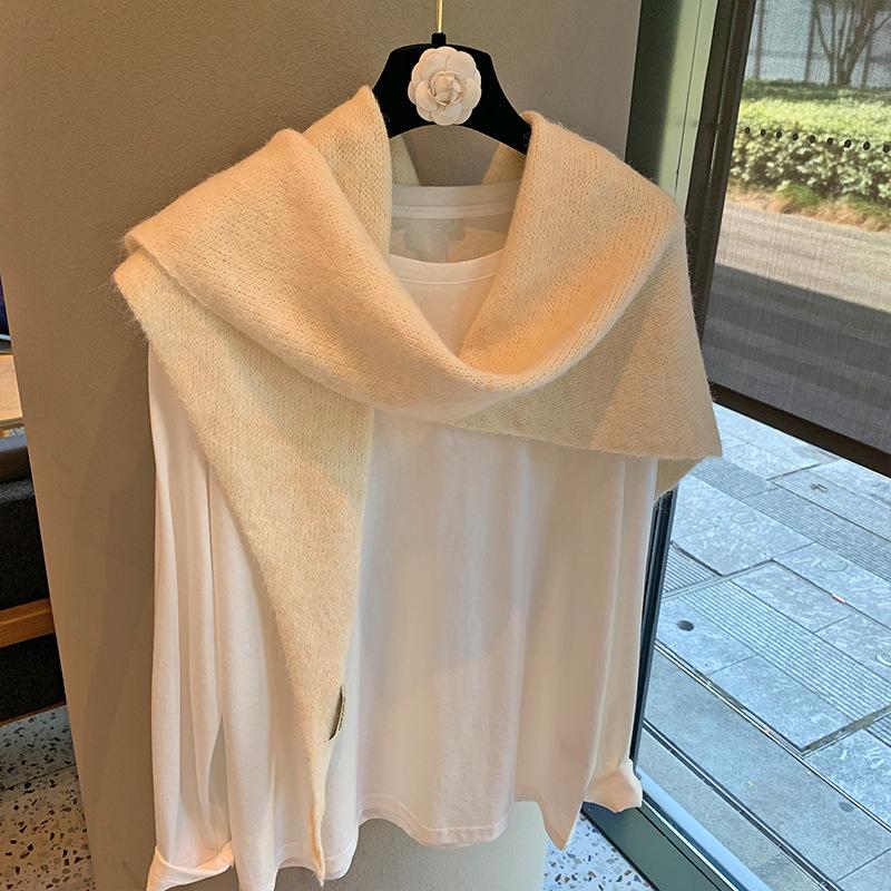Solid Color Triangular Scarf, Brushed Shawl, Oversized Outer Layer, Autumn and Winter Korean Warm Triangular Scarf, Knitted Scarf