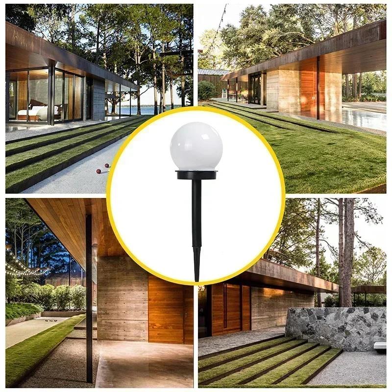 Solar Garden Light Round Ball Bulb Light LED Outdoor Waterproof Landscape Villa Lawn Light Ground Plug Light Garden Decorative